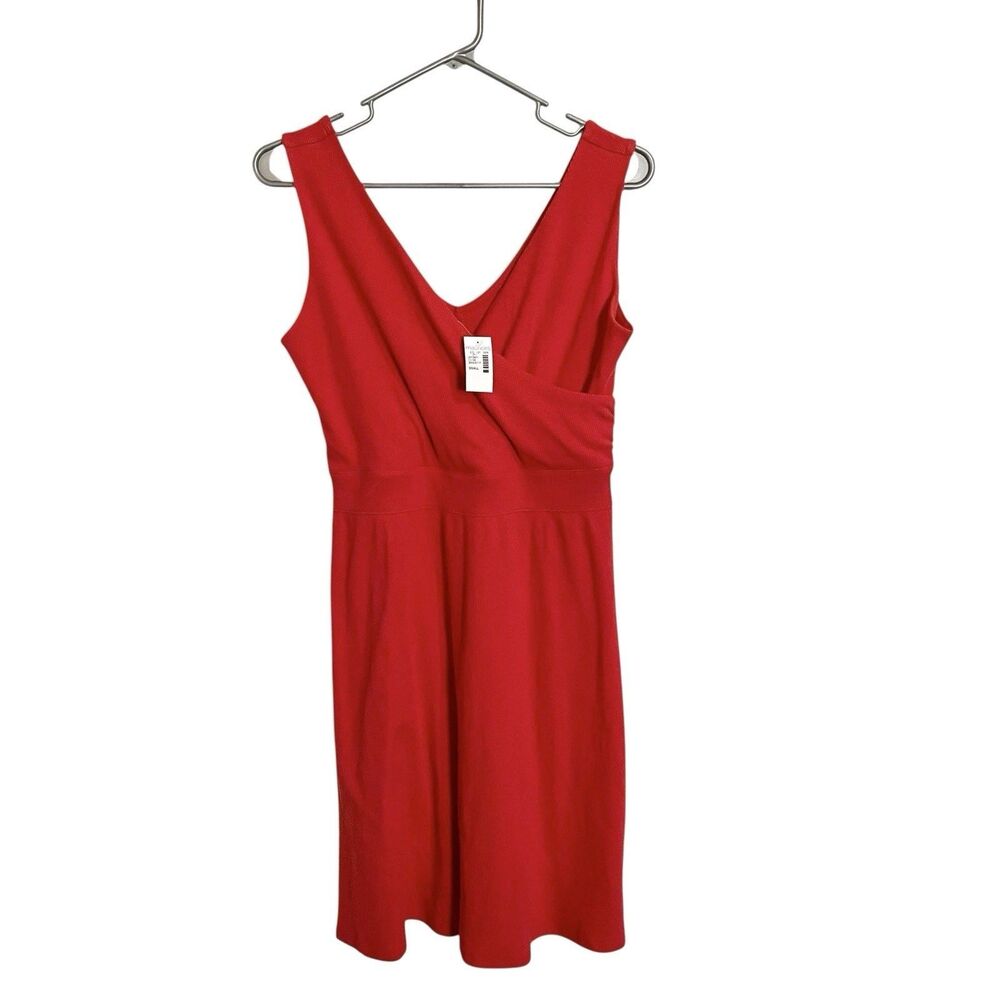 Maurices Dress M Red Orange V-Neck Sleeveless Mini Short Above Knee Ribbed NWT